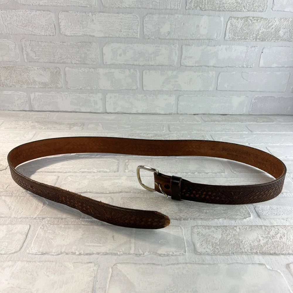Vintage‎ Brushy Creek Belt Mens 40 Tooled Leather Eagle Western Cowboy USA 90s